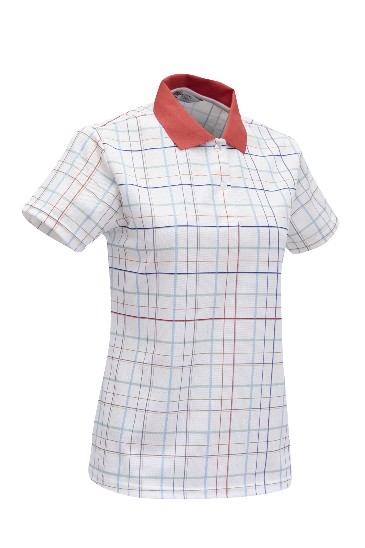 DB-1759 女Coolmax 格紋印花POLO