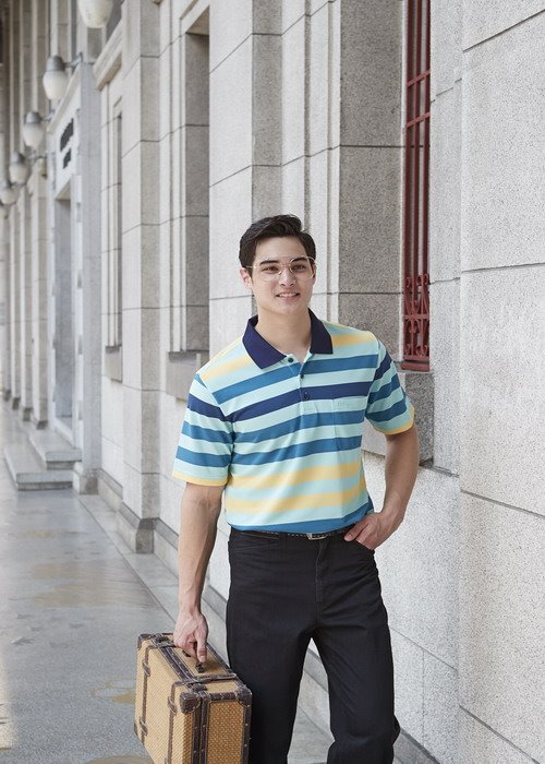 DB-8942 男Coolmax 條紋POLO