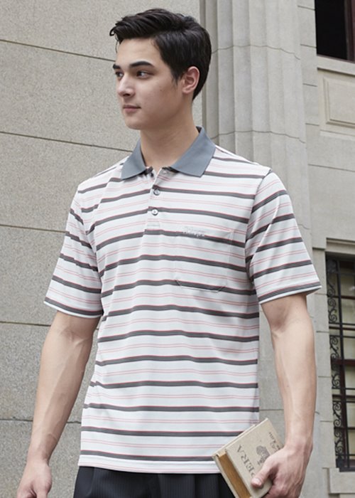 DB-8943 男Coolmax 條紋POLO