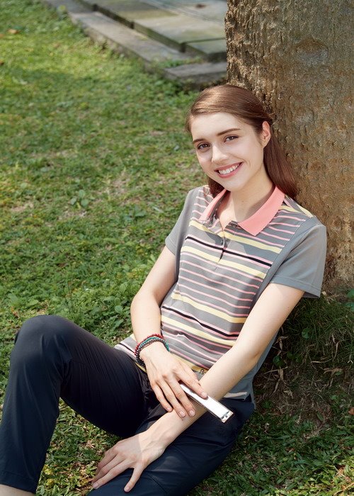 DB-8952 女Coolmax 條紋POLO