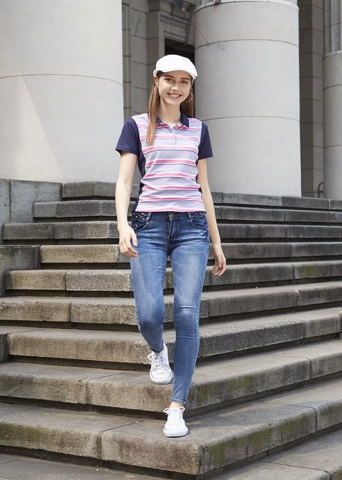DB-8956 女Coolmax 條紋POLO